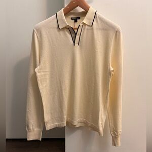 James Perse Retro Tipped Long Sleeve Polo (Size 1)